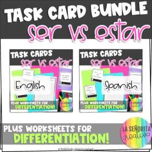 Ser vs Estar | Task Card Activity and Worksheets Bundle